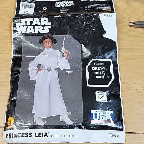 Star Wars Princess Leia 3pc Halloween Costume Wig Dress Belt Women's Medium 8-10 - Picture 2 of 11
